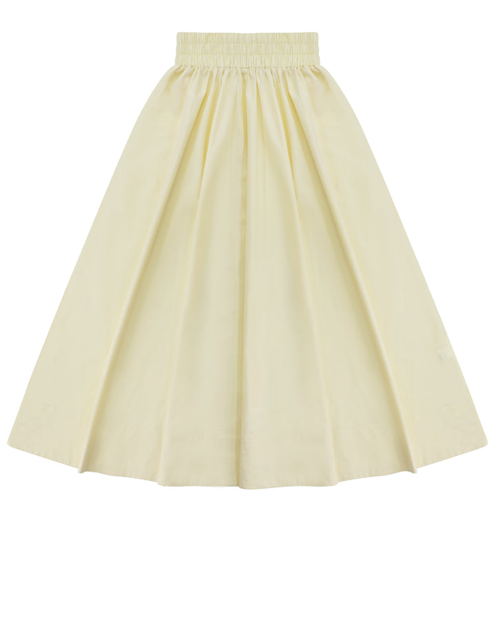 Yellow Cinched Poplin Skirt.