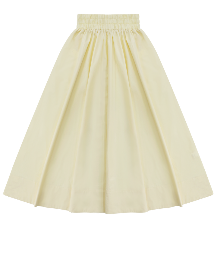 Cinched Poplin Skirt in yellow.