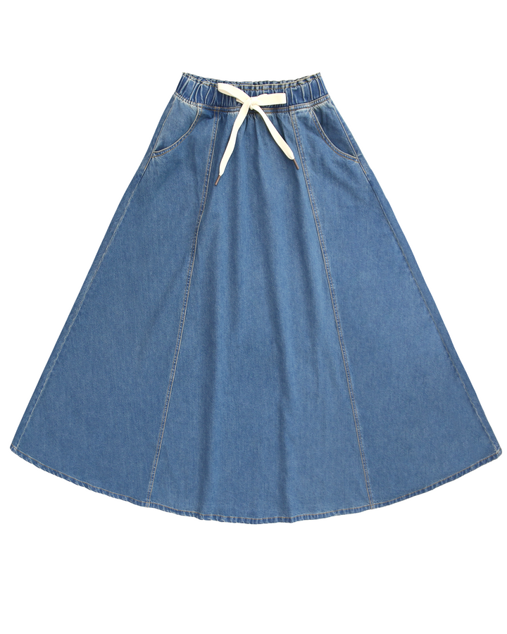 The Perfect Denim Drawstring Skirt BLUE.