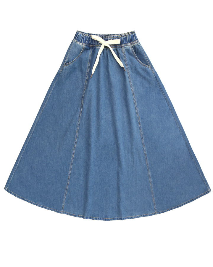 The Perfect Denim Drawstring Skirt