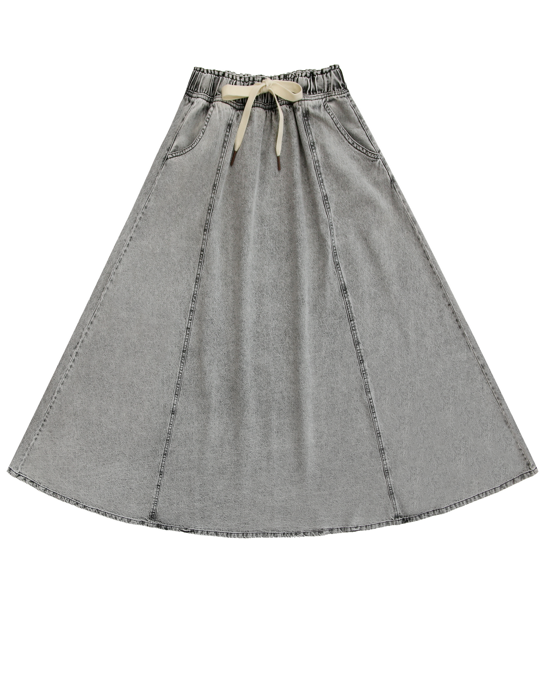 The Perfect Denim Drawstring Skirt GREY.
