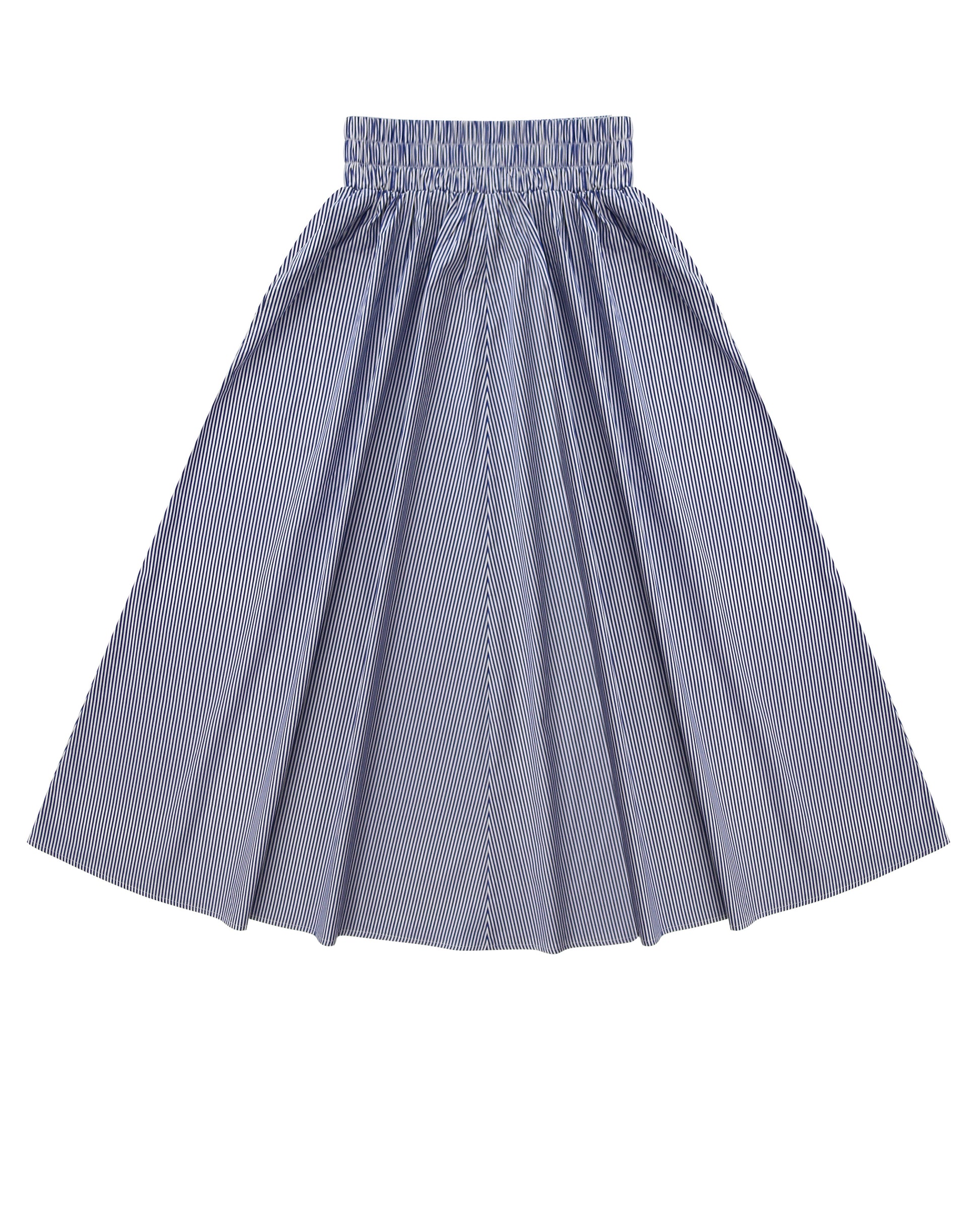 Striped Cinched Poplin skirt Blue.