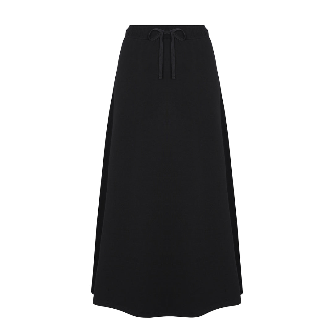 French Terry Drawstring Midi Skirt