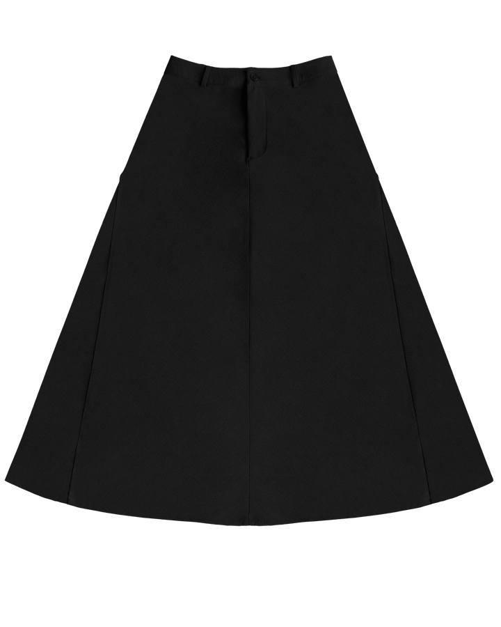 Black skirt with white background.