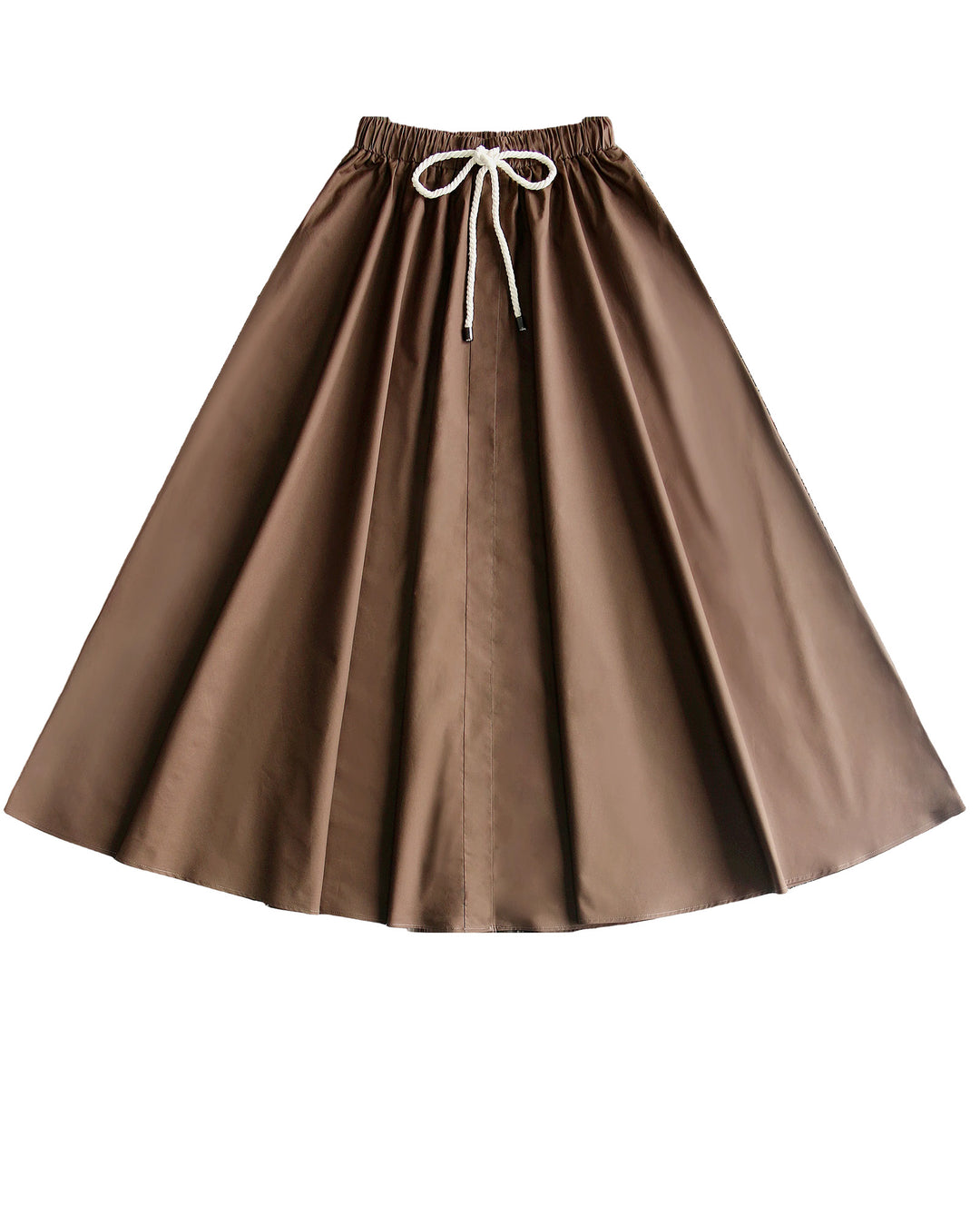 Brown maxi with rope belt on white background.