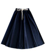 Navy maxi with rope belt on white background.