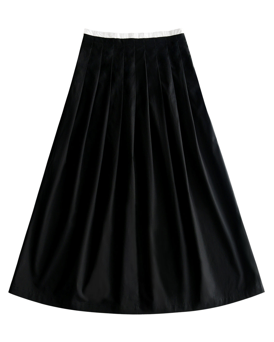Contrast Waist Pleated Skirt