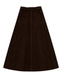 brown corduroy maxi skirt on a white background. 