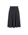 A dark charcoal gray pleated A-line skirt with a wide waistband, shown against a plain white background.