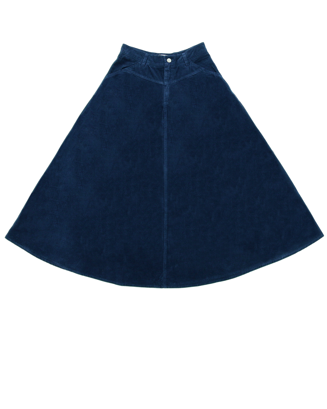Blue Corduroy Skirt  on white background.