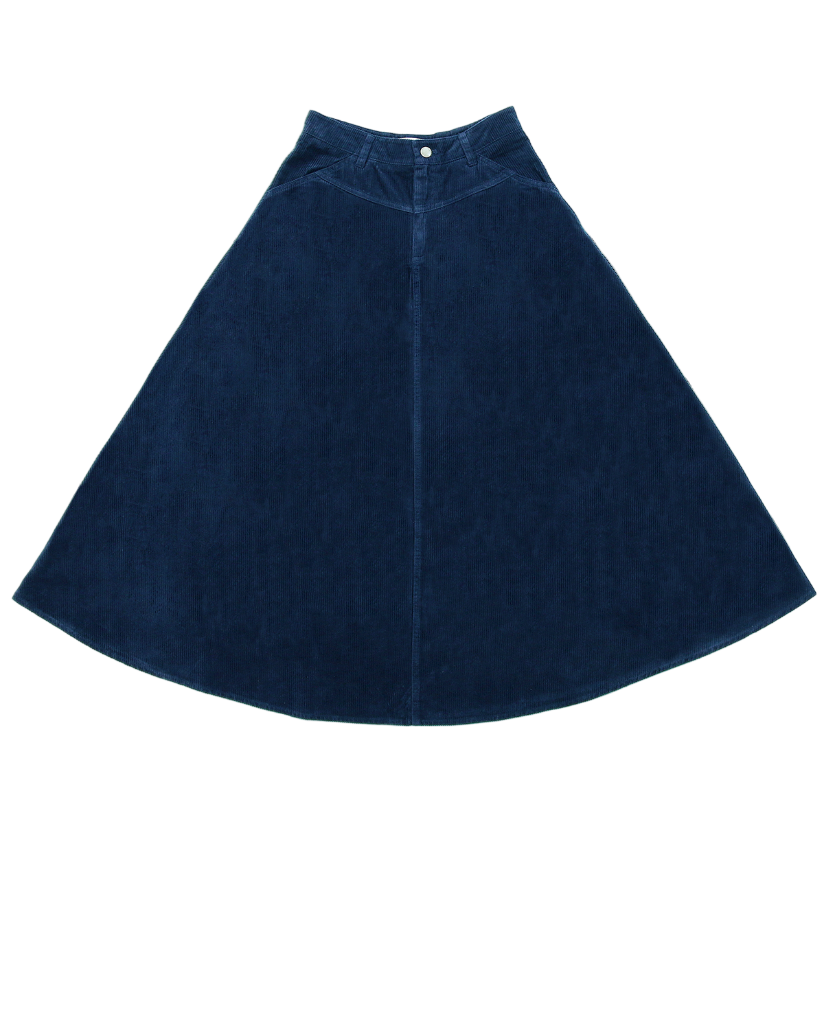 Blue Corduroy Skirt  on white background.