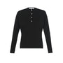 Rhinestone Henley Dolman Sleeve Top in Black
