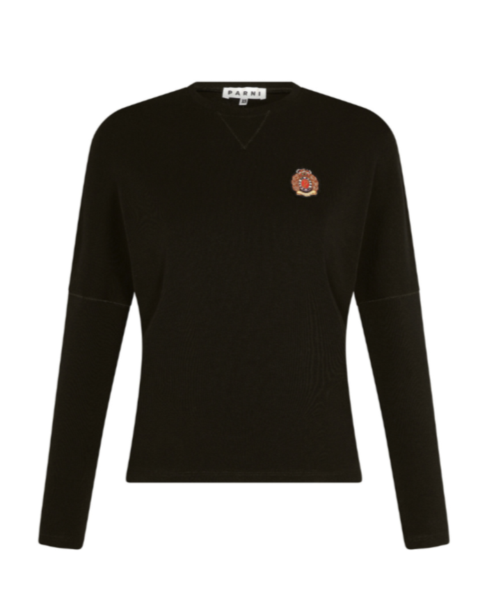 Classic Parni Emblem Dolman Tee in Black.