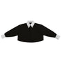 Black Cropped Poplin Contrast Collar Shirt.