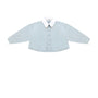Light blue Cropped Poplin Contrast Collar Shirt.