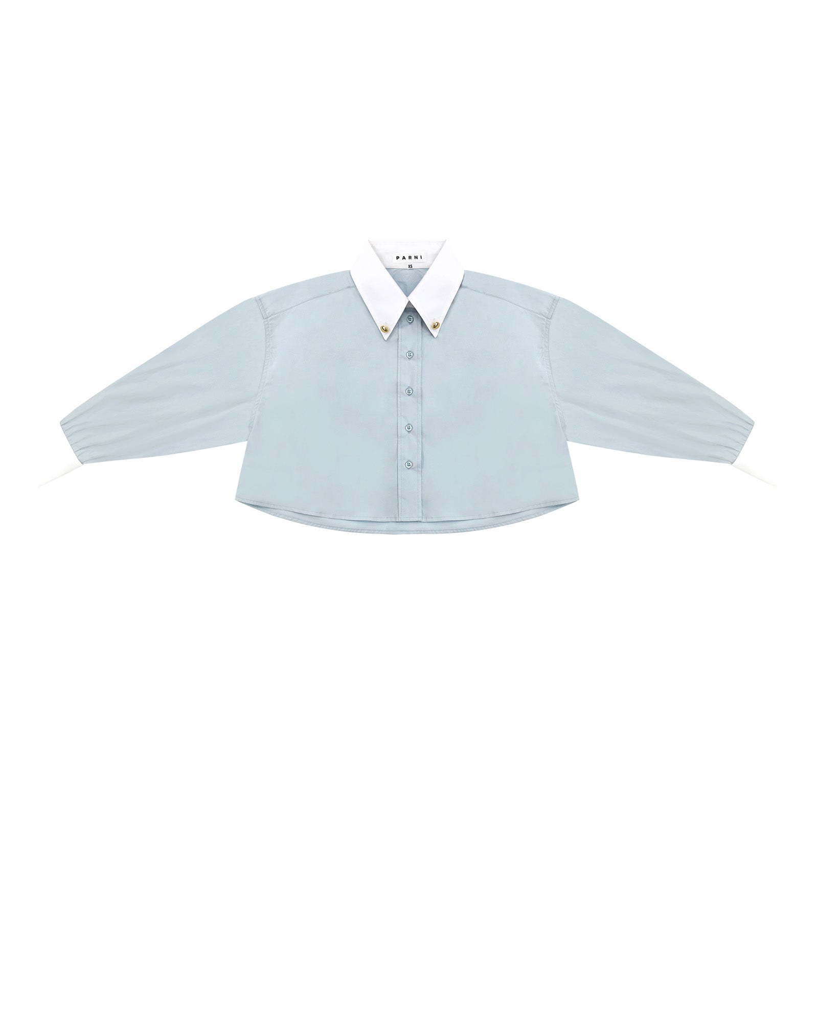 Light blue Cropped Poplin Contrast Collar Shirt.
