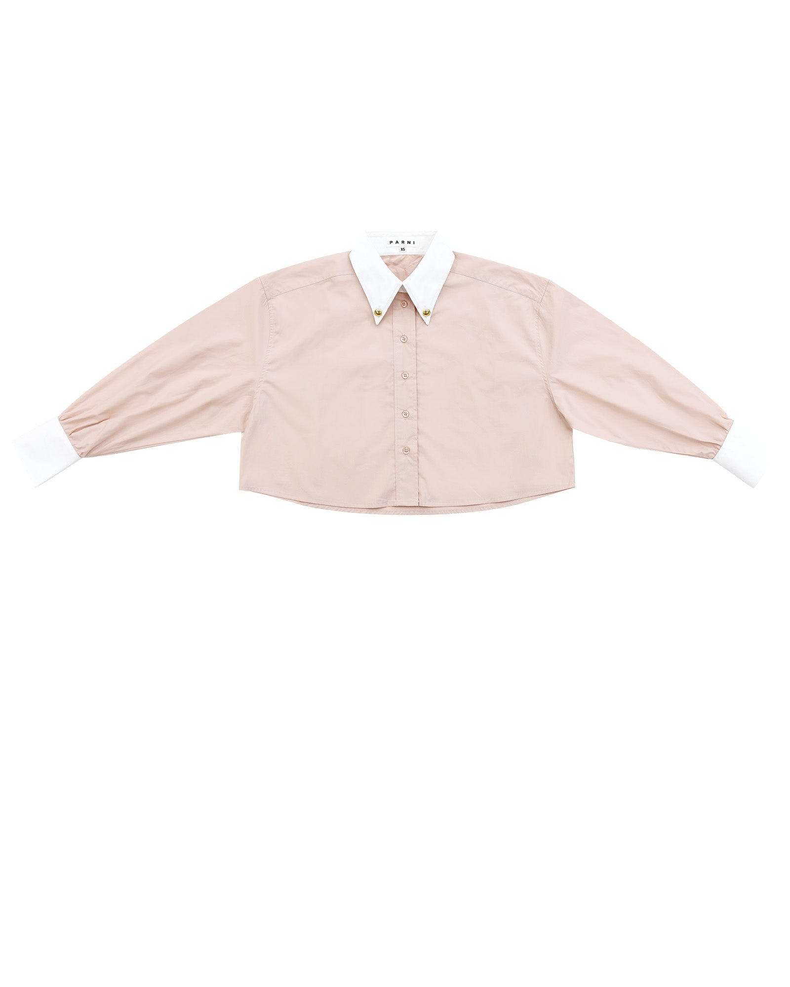 Cropped Poplin Contrast Collar Shirt blush.