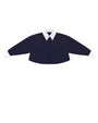 Navy Cropped Poplin Contrast Collar Shirt.