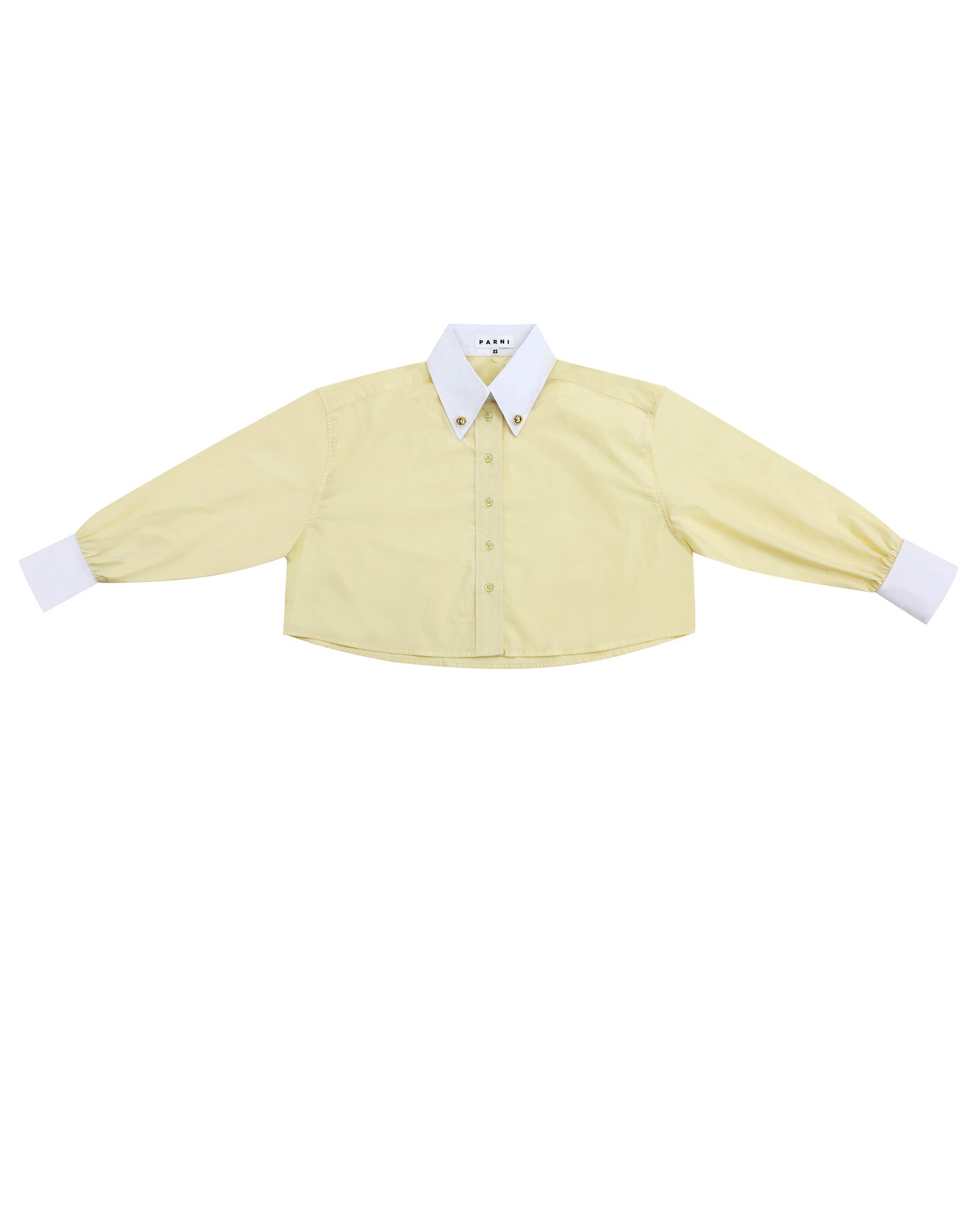 Cropped Poplin Contrast Collar Shirt Yellow.
