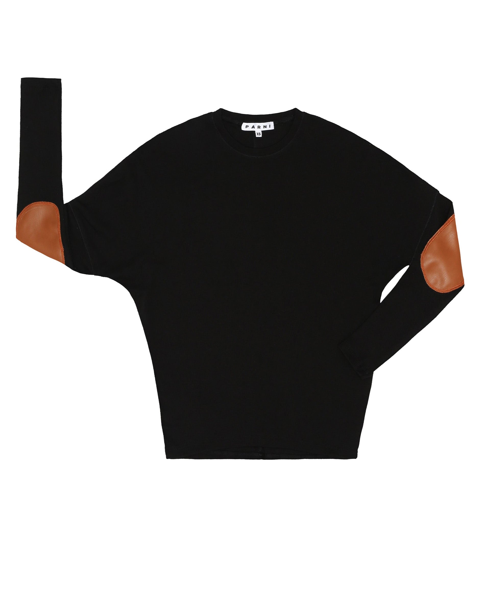Elbow Patch Dolman Tee Black.
