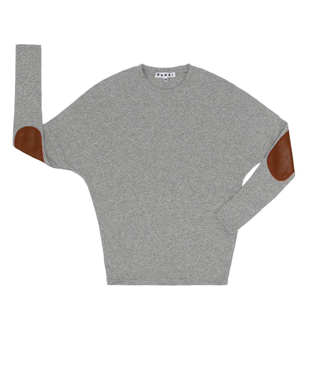 Elbow Patch Dolman Tee in Grey.
