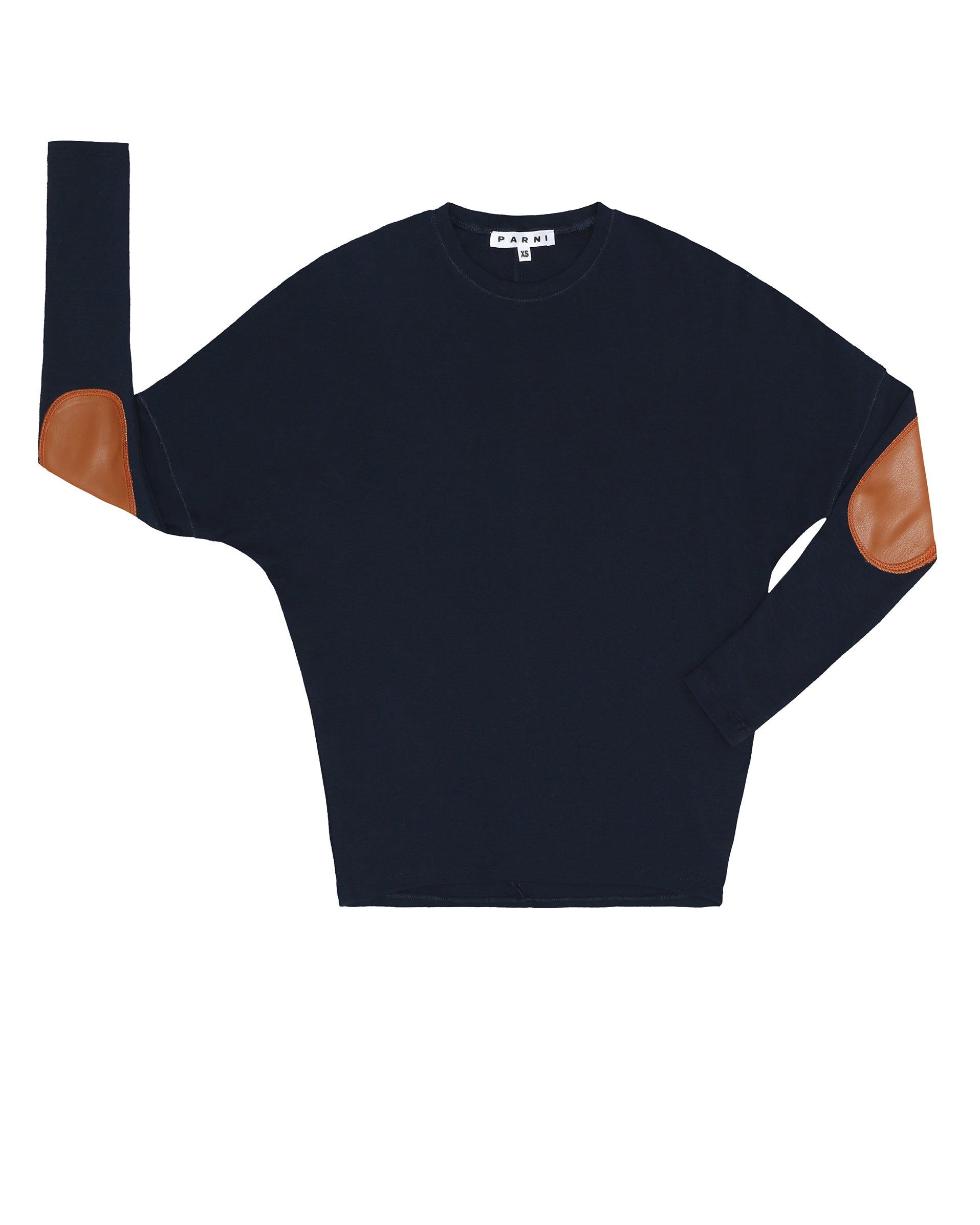 Navy Elbow Patch Dolman Tee.