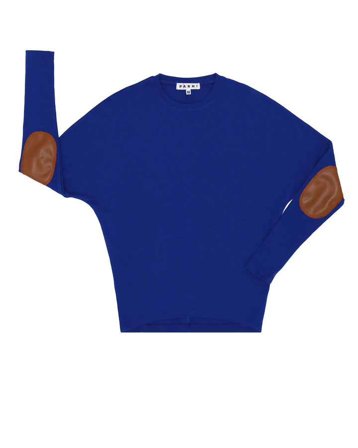 Royal Blue Elbow Patch Dolman Tee.