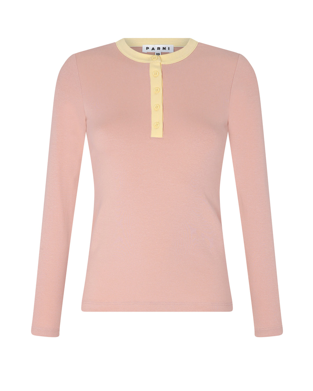 Blush Contrast Collar Henley Tee
