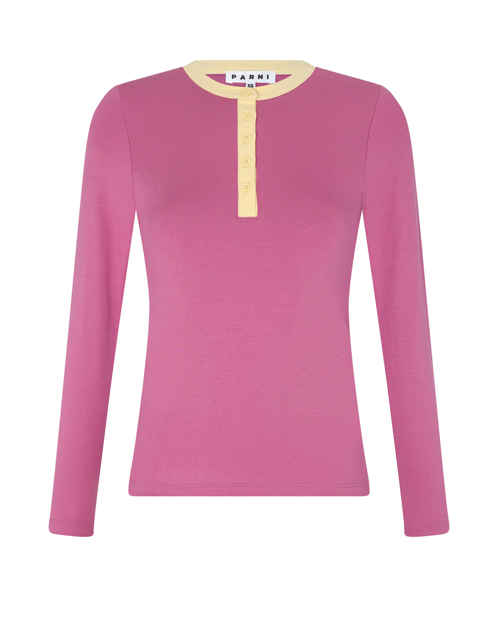 Dark Rose Contrast Collar Henley Tee.