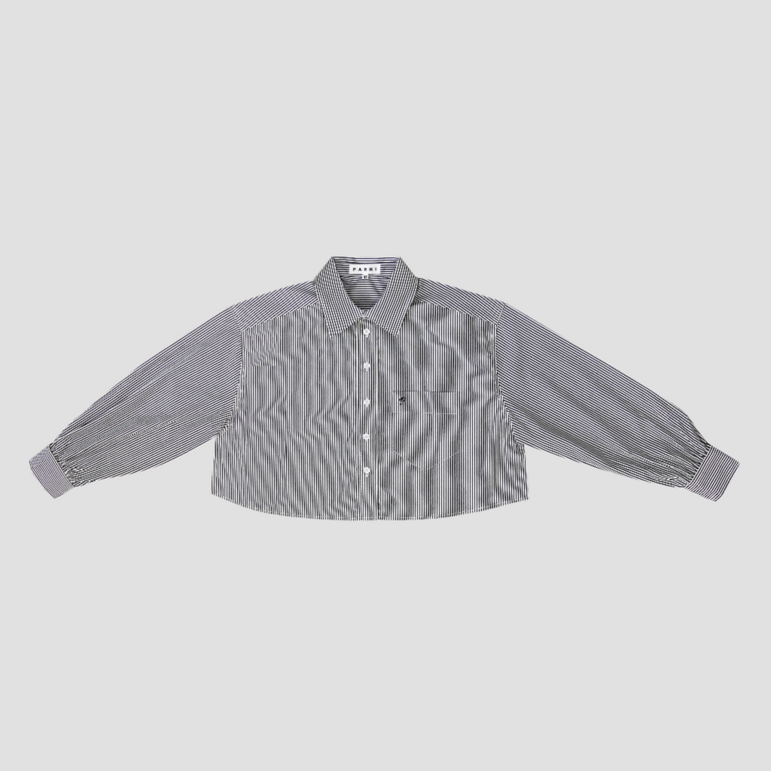 Striped Poplin Cropped Shirt Black/white.