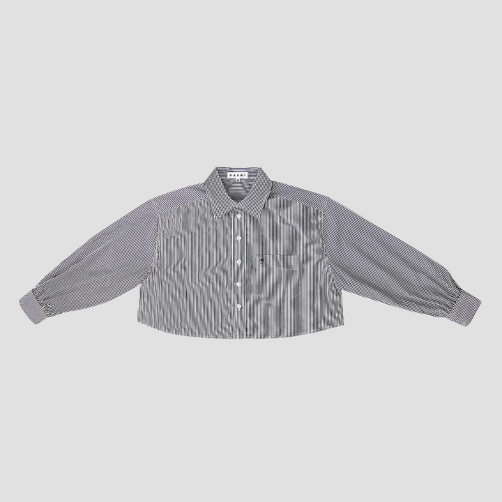 Striped Poplin Cropped Shirt Black/white.