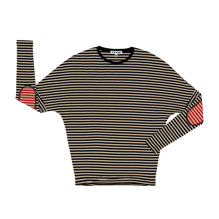 Skinny Stripe Dolman Tee Black.