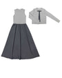 Bow Sweater+Jumper Set in grey with white background