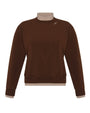 Brown sweatshirt with beige collar on a white background