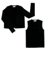 Black long-sleeve shirt and black tank top on a white background