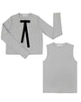 Gray long-sleeve top with black bow and gray tank top on a white background