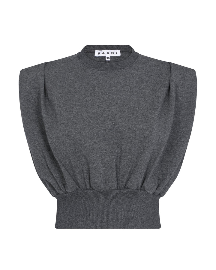 Grey vest on white background.