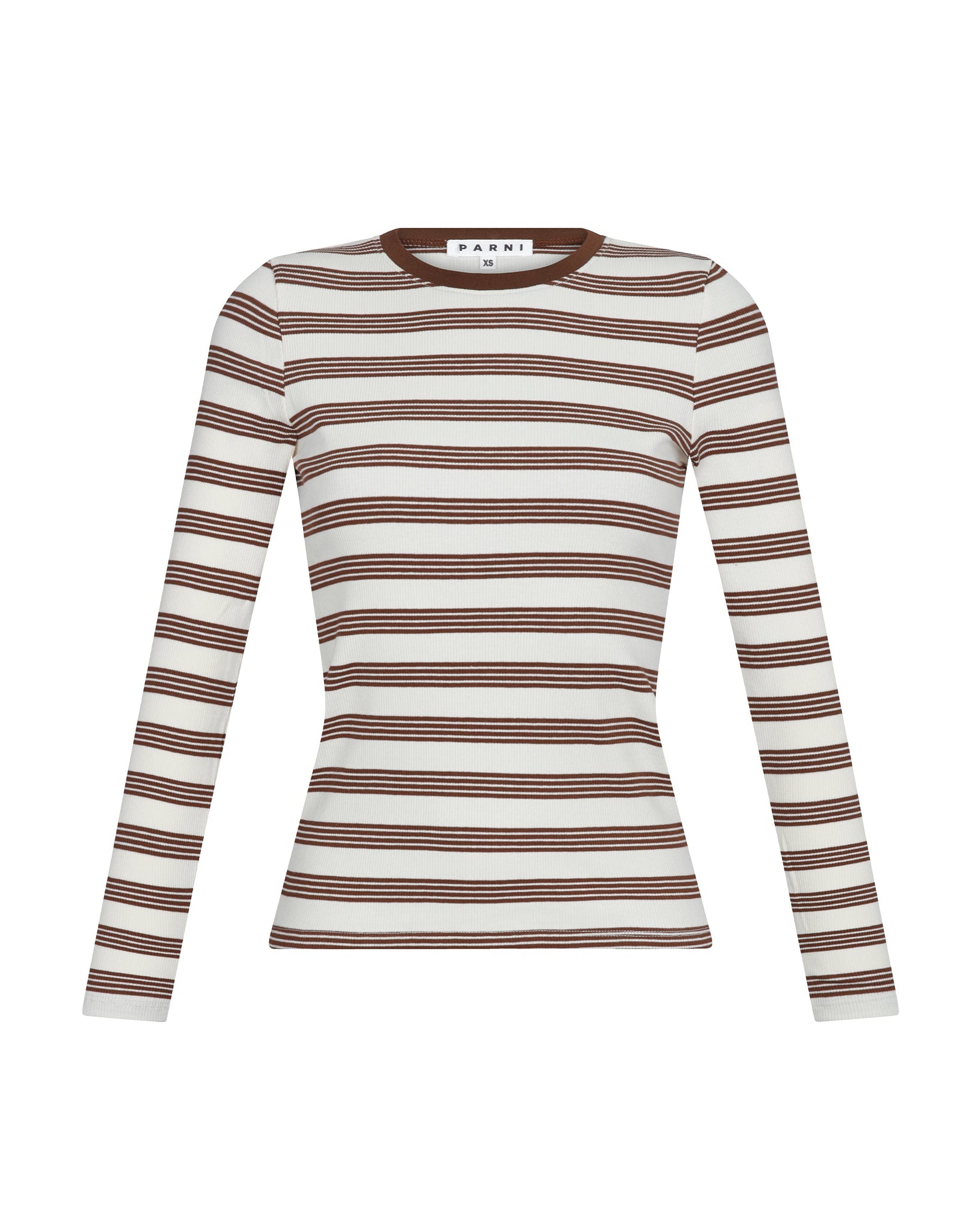 Brown and Ivory Tee on a white background.