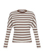 Brown and ivory dolman Tee on white background.