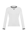 White long-sleeve shirt with black trim on a white background