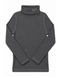 A dark gray long-sleeve turtleneck top with 'l'parmi' embroidered on the collar, shown flat against a white background.