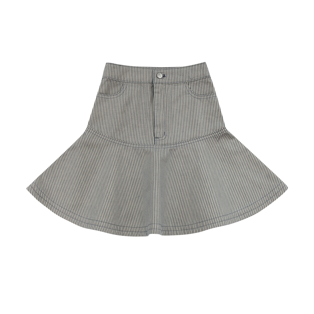 Short Ruffle Denim Skirt