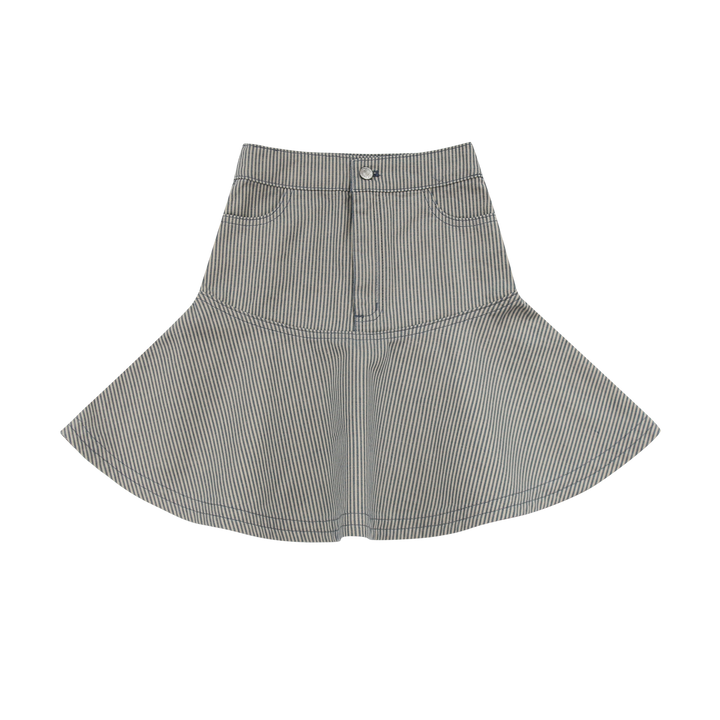 Short Ruffle Denim Skirt