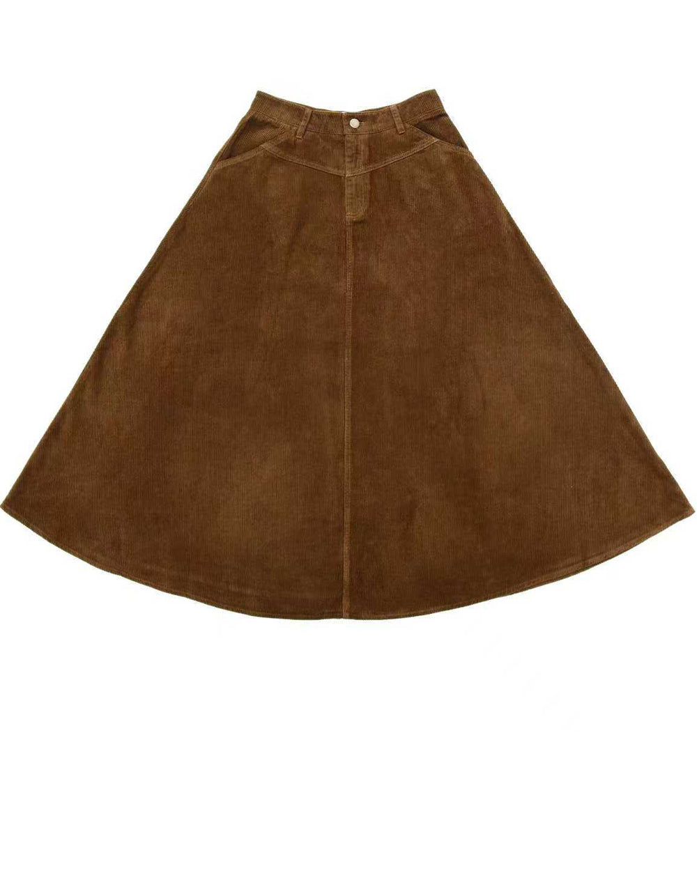 Brown Corduroy Skirt on white background.