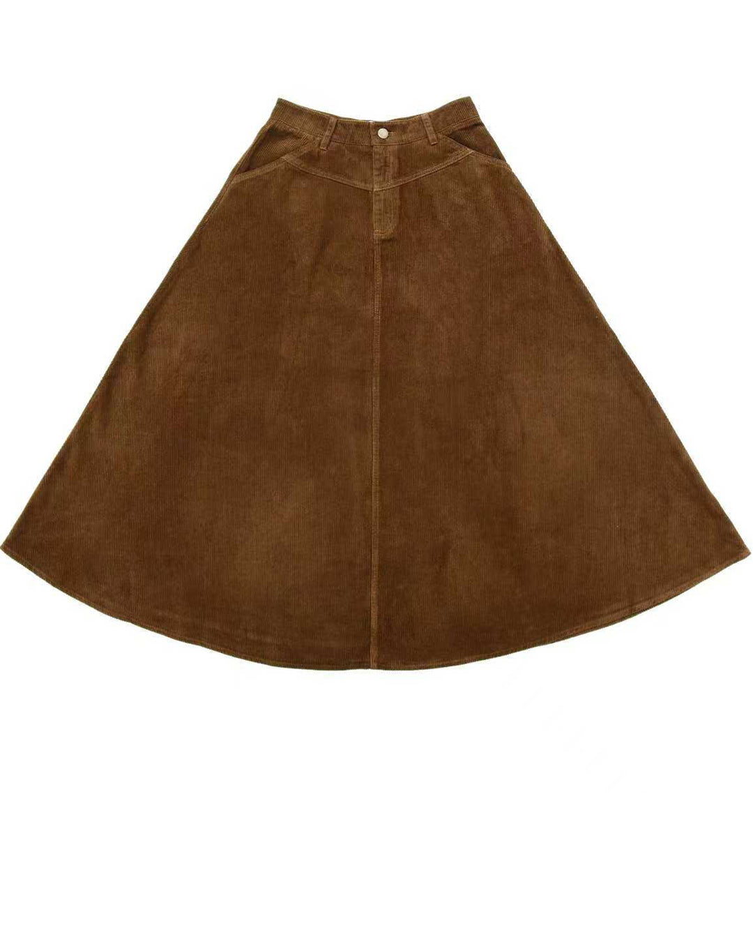 Brown Corduroy Skirt on white background.