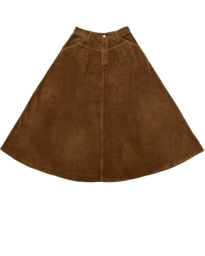 Brown Corduroy Skirt on white background.