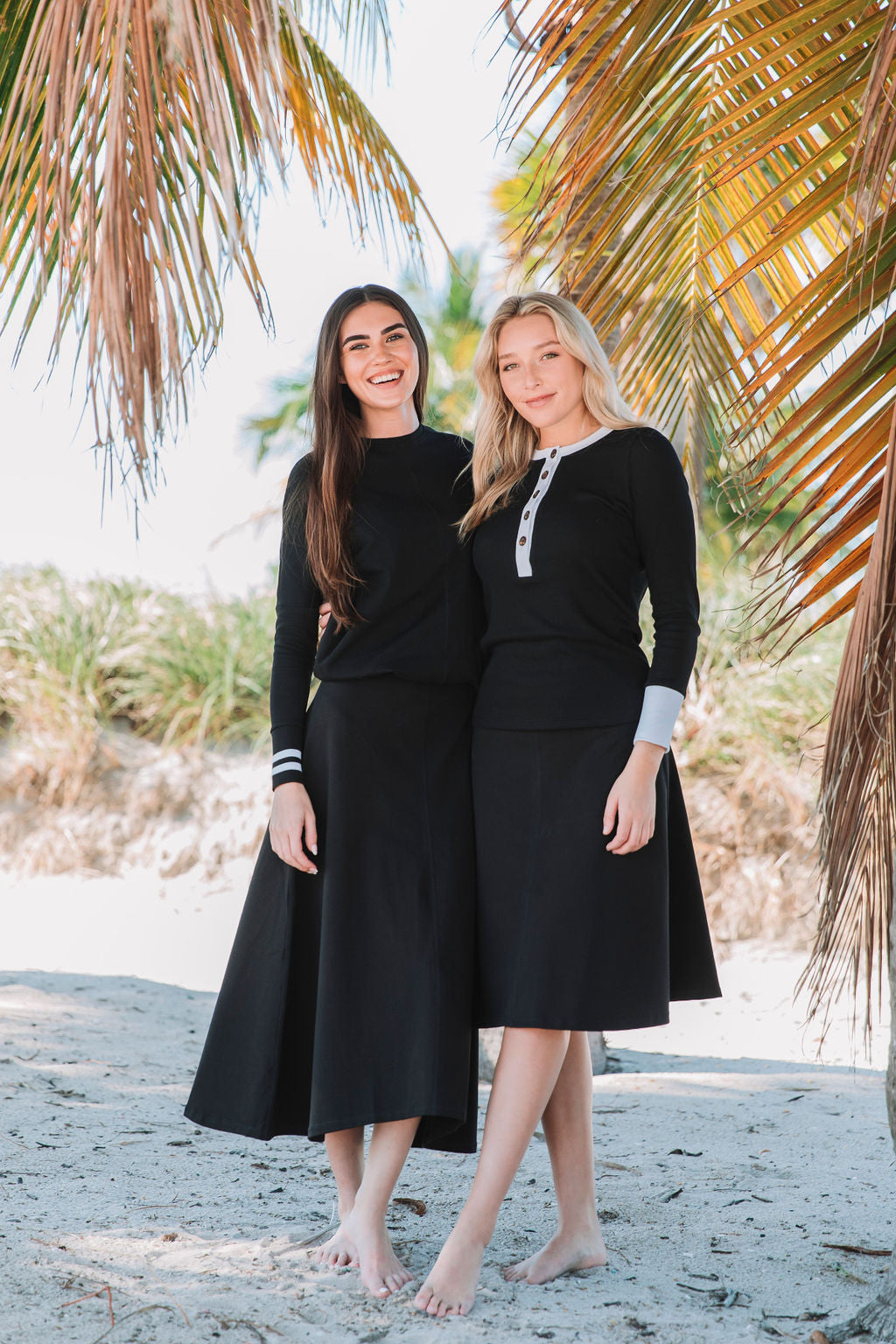 Model wearing the Cayman Skirt in black.