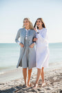 Models wearing the Havana Skirt in Light blue and white.