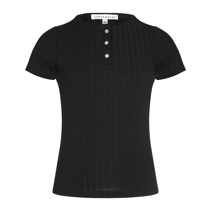 Rhinestone Short Sleeve Henley Top