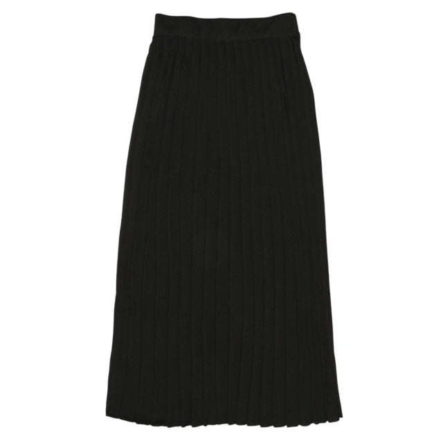 Pleated Knit Skirt in Black.